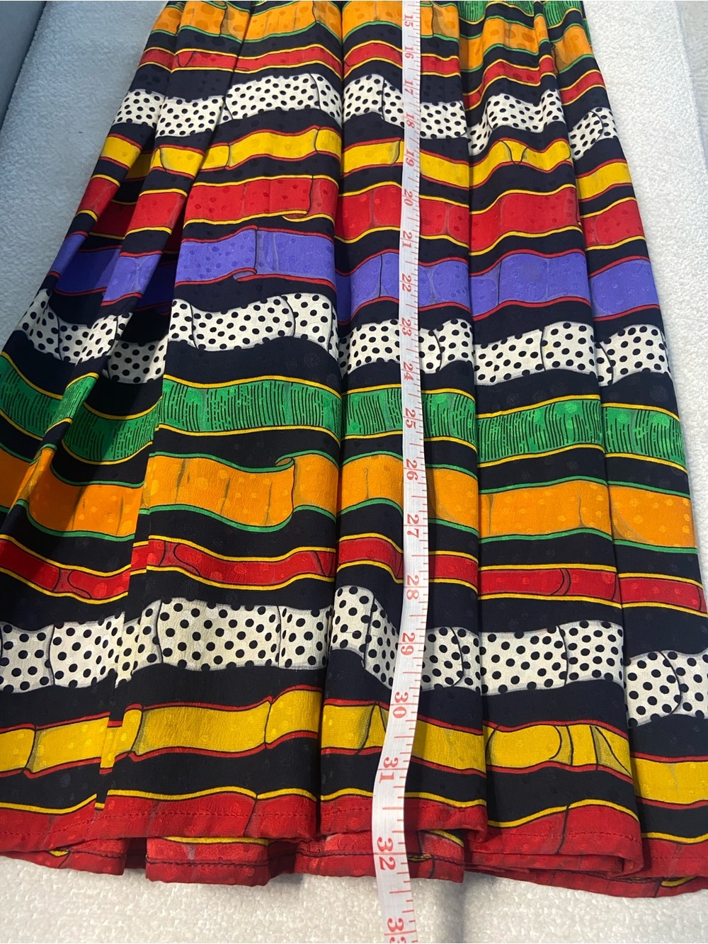 Anne Klein Multicolored Striped Maxi Skirt with Polka Dot Bands EUC S 100% Silk - Picture 10 of 12